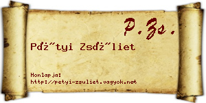 Pétyi Zsüliet névjegykártya